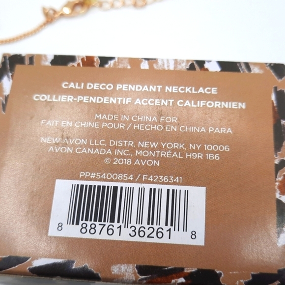 AVON CALI DECO GOLD PENDANT NECKLACES NIOB 17" GOLD With Onyx center - Picture 2 of 8